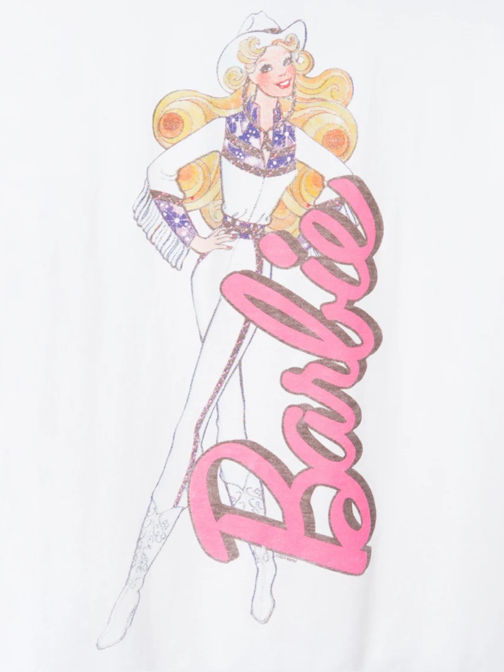 Junk Food Clothing Western Cowgirl Barbie White Crew Neck Graphic T-Shirt Size S - Picture 3 of 14